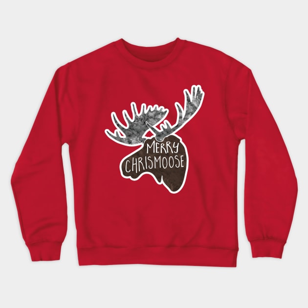 Merry Chrismoose - funny pun design Crewneck Sweatshirt by HiTechMomDotCom